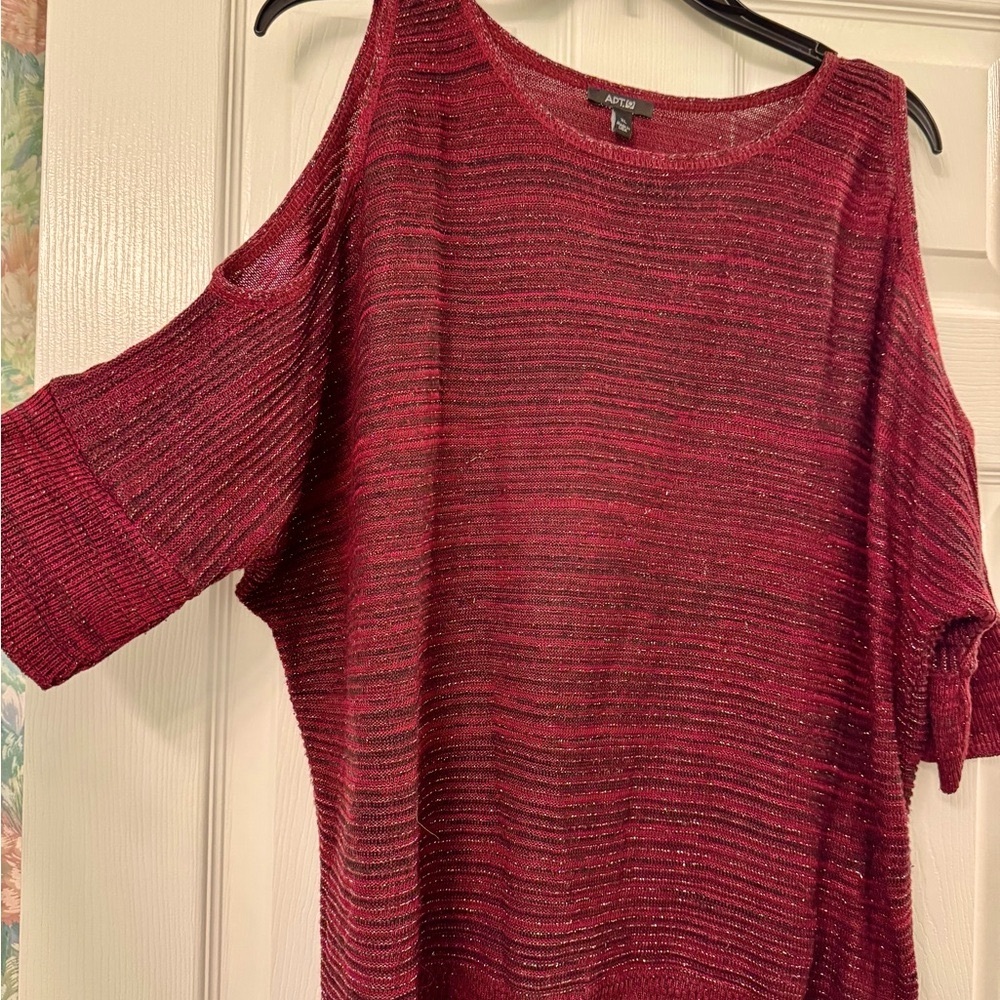 Apt. 9 Maroon Off-the-Shoulder Sweater with 3/4 Sleeves